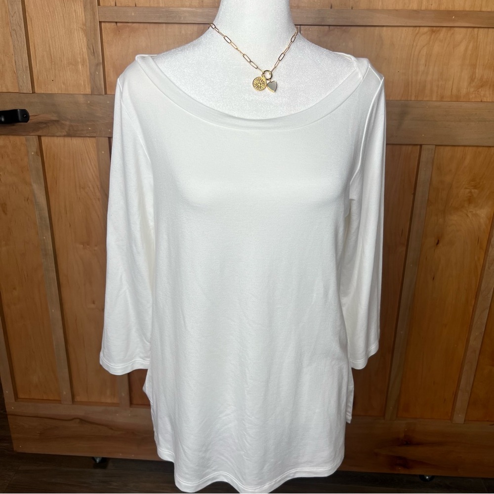 Tribal Jeans |SOFT Long Sleeve White Women's Top | Size Medium | NWOT!